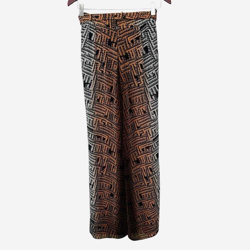 Bebe Sheer Chiffon Pants Size 4 Wide Leg Tie Waist Lined with Shorts Two Tone - Picture 7 of 14